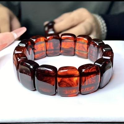 TEMU Natural Blood Amber Red Hand-rolled Honeycomb Unisex Stone Amber Image