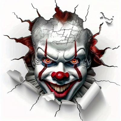 TEMU Festival 3d Clown Bumper Stickers - Made Of Pvc - Cars, Motorcycles, And Luggage. Image