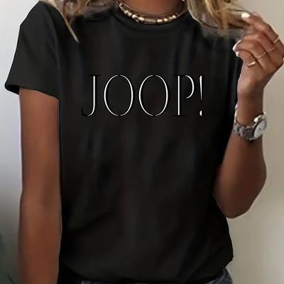 "TEMU Women's Casual Y2k-inspired "!" Graphic T-shirt - Short Sleeve, Round Neck, Relaxed Fit, Summer Top, Casual Summer Top | Print Top | Top, Ladies T Shirts" Image