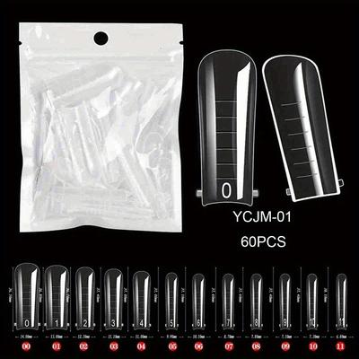 TEMU 60/120pcs/lot Extension False Nails Art Tips Acrylic Fake Finger Uv Gel Polish Mold Full Cover Press On Nails Supplies Tool Image