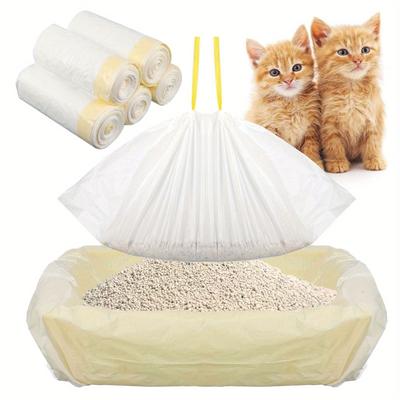 TEMU 50pcs Cat Litter Box Liners With Drawstring, 37'' X 18'' Large Litter Box Liner, Heavy Duty Kitty Litter Bags Liners, 1.2 Mils Thicken Drawstring Bags For Cats Kitties Litter Box Image