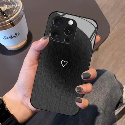 TEMU Oil Painting Creative Black Glass Protective Case For Iphone15/14/13/12/11/xsm/xr/xs/x/7. Image