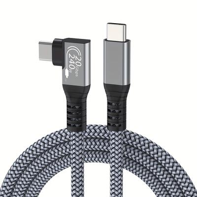 TEMU Usb C To Usb C , 90 Degree (6.6ft), 240w Usb 4.0 Cable 20gbps Right Support 8k Video For Iphone 15, Galaxy S24/s23, Macbook, Ipad Mini, Ipad Pro. 4 Right Angle Cable (male To Male) Image