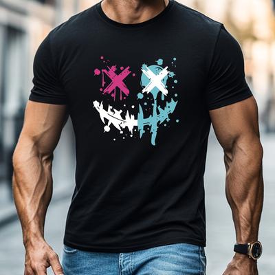 TEMU Men's 100% Cotton Casual Short-sleeve Crew Neck T-shirt, Style Graphic Tee With Print, Summer Outdoor Sports & Fitness Wear, Machine Washable Image
