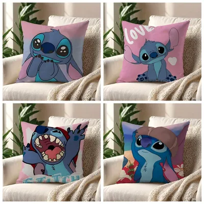 MINISO Disney Stitch Lilo & Stitch Niedliche Kissenbezüge mit Reißverschluss, weicher Plüsch, große Image