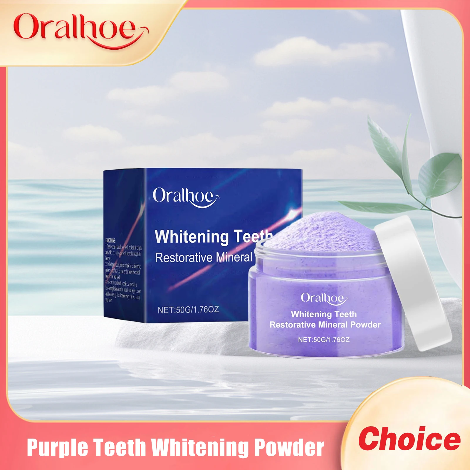Purple Teeth Brightening Powder Tiefenreinigung Erfrischung Atmung Reduzieren Yellowiing Plaque Fleck Mundpflege Zahnreparaturpulver Image