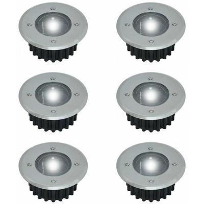 Set mit 6 in den Boden eingelassenen Solar-LED-Strahlern – rund – Durchmesser: 85 mm Höhe: 38 mm – Image