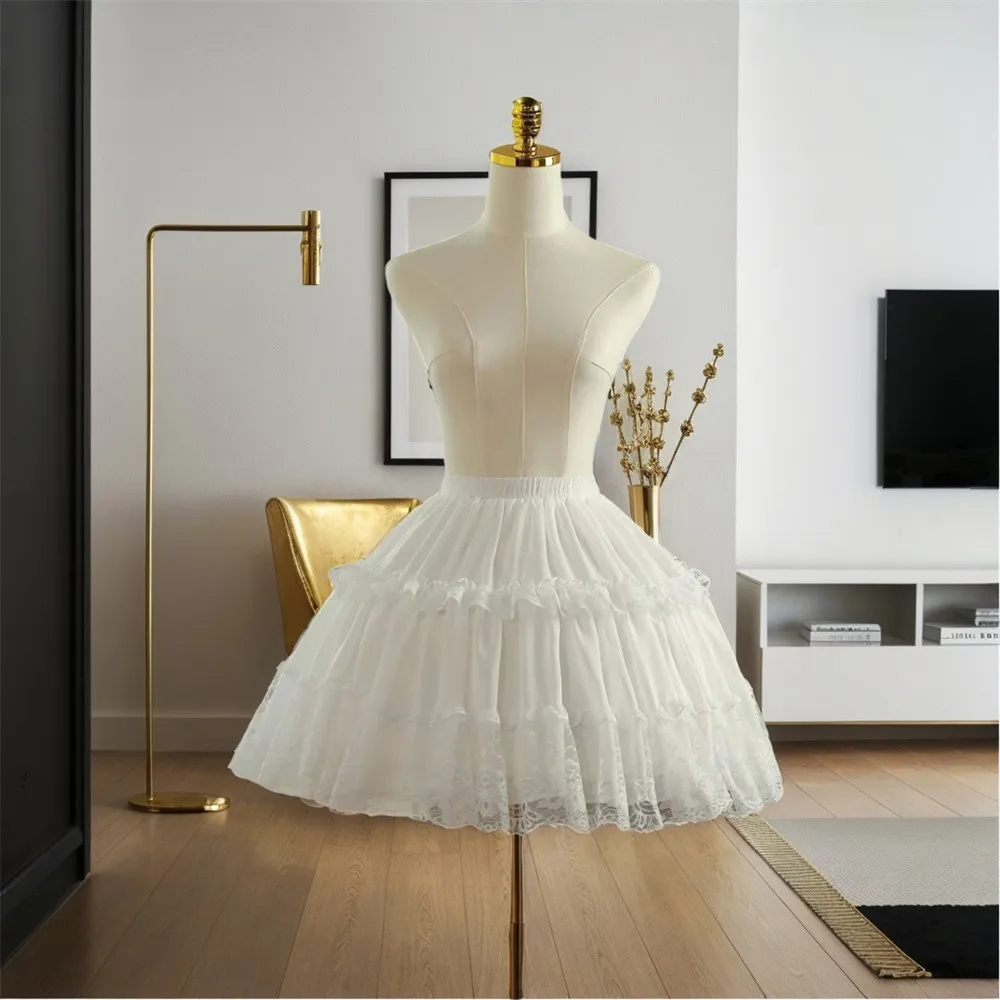 BABYONLINE Lolita Petticoat Mädchen Tutu Rock Schwarz Weiß Unterrock Spitze Fishbone Slip Liner Cosplay Karneval Image