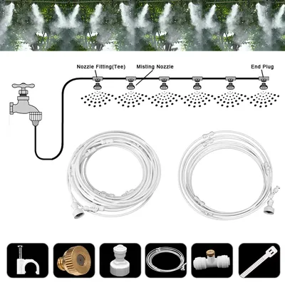 Nebulizer Sprinkler Water Fog Sprayer System 6M Patio Cooling Mist System Garden Watering Irrigation Mister 6pcs Spray Nozzles