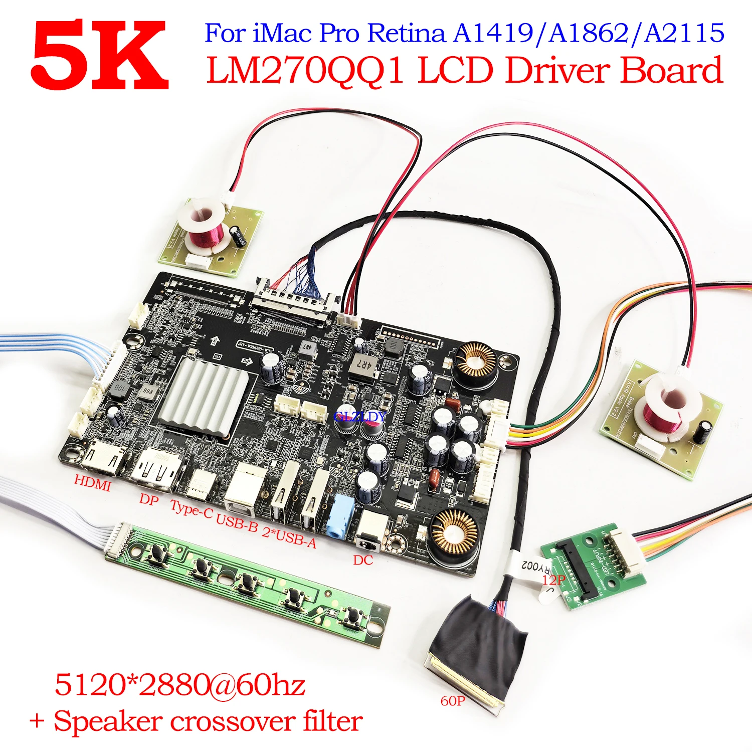 Für 27'' iMac 5120x2880@60Hz A1862 A2115 5K LCD-Controller DP Type-C Treiberplatine DIY Monitor + Lautsprecher-Crossover für LM270QQ1 Image