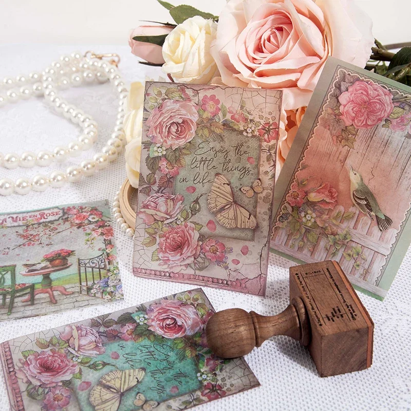 30 Stück/Packung Collagenmaterial, exquisite Mode, Notizblock, klassisches High-End-Papier, 8 Stile, Blumen und Sterne, Dekoration Image