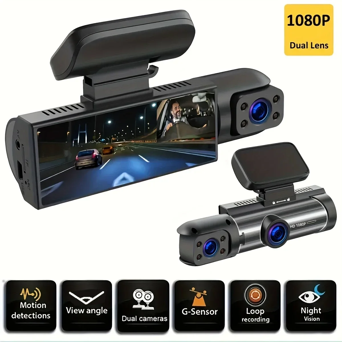 Dual Objektiv Auto DVR FHD 1920*1080P Dash Kamera Kabine Dashcam Fahrzeug Video Dash Cam Stick Recorder innen Mini Dvrs Black Box Image