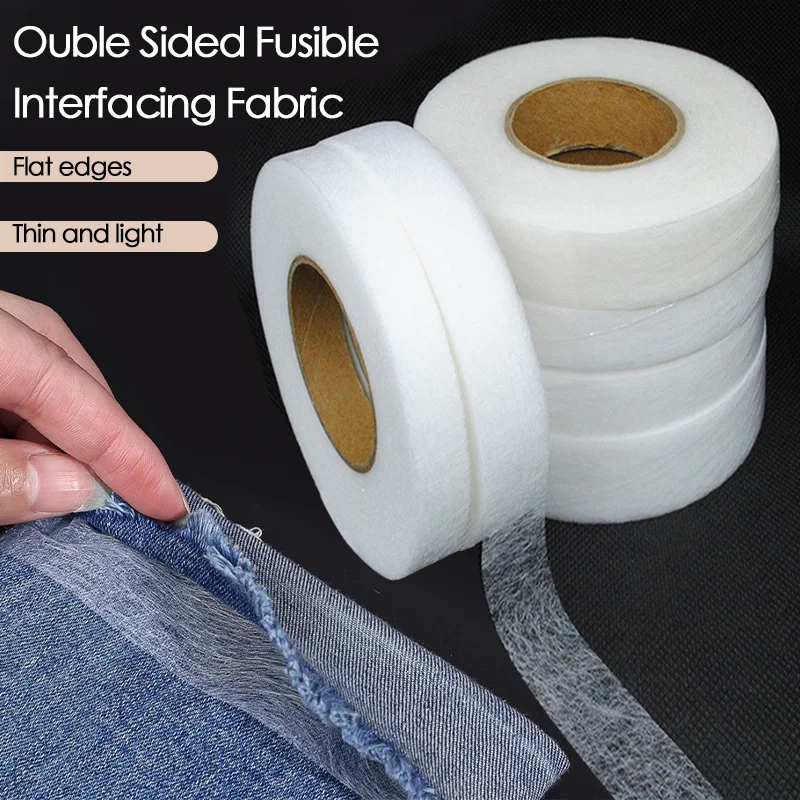 64 m doppelseitige Heißschmelz-Einlage zum Selbermachen von Kleidungsstücken, selbstklebende Eisenfolie, leichtes und waschbares Zubehör aus Vliesstoff Image