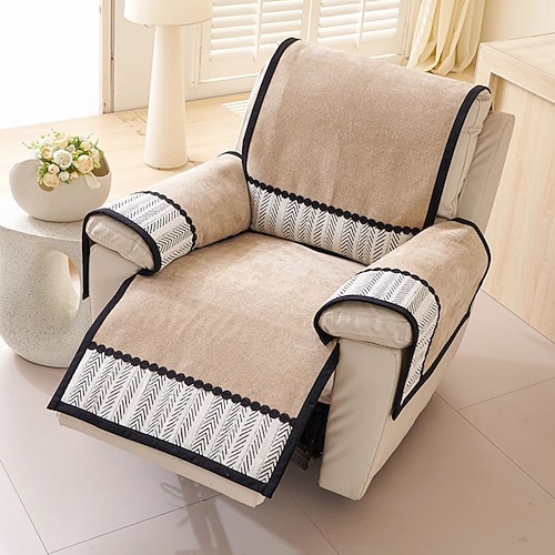 1 Satz/4 Stück Liegestuhlbezug, einfarbig, geometrischer Jacquard, Jacquard-Polarfleece-Schonbezüge Image