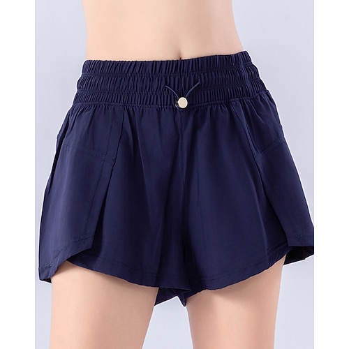 Damen Einfarbig Lässiger Rock Tennishose Kordelzug Tasche Schnelltrocknend Tennis Golfspiel Pickleball Marineblau Schwarz Weiß Tennisbekleidung Image