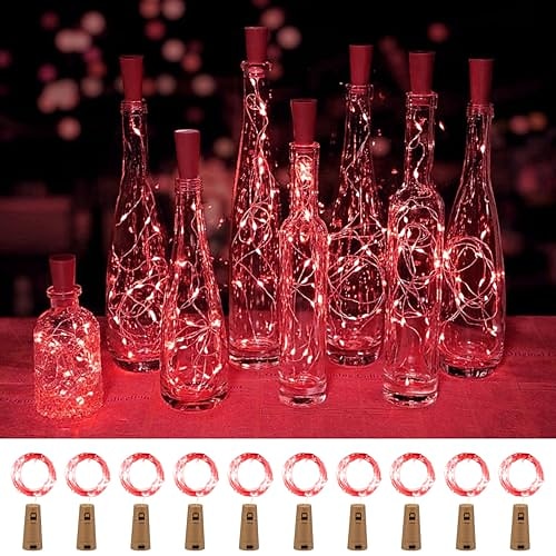 10 Stück 2 m - 20 LED-Perlen Flaschenverschluss Kupferdraht Lichterkette Innen Valentinstag Hochzeit Party Weihnachten Halloween Festival Atmosphäre Dekoration Lichterkette LR44 3 Batterie Image