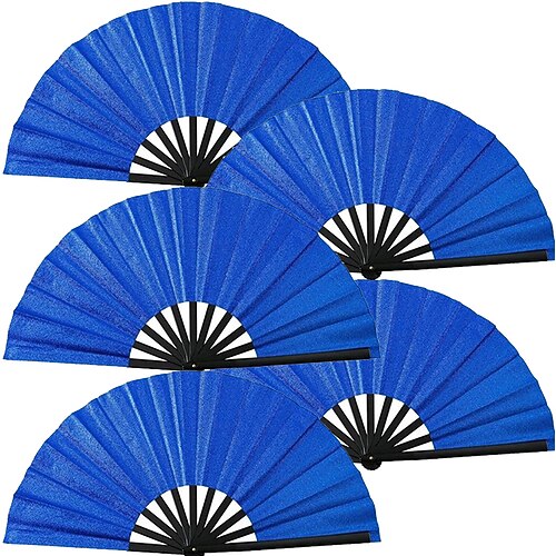 5 Stück „Boots on the Ground"-Fächer, großer holografischer faltbarer Handfächer, Line Dance, Popping-Fächer, Klatschfächer für Line Dance, faltbares Basteln, Halten von Handfächern in Laserfarben Image