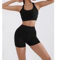 Per donna Taglia EU / US Pantaloni da allenamento Athleisure Allenamento Corto Vita media Semplice Alfabetico All'aperto Sportivo Micro-elastico Abbigliamento quotidiano Palestra Cenere Nero 1 # Caffè