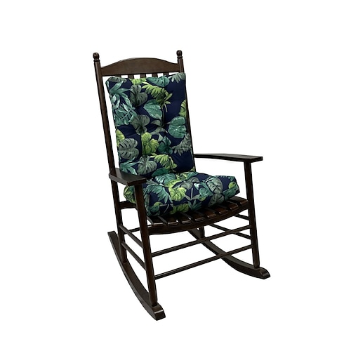 Schaukelstuhlkissen-Set für drinnen und draußen, getuftetes, wasserabweisendes Stuhlkissen, Schaukelstuhlpolster inklusive Sitzpolster Rückenkissen mit Bändern, Stuhlkissen mit hoher Rückenlehne für Image