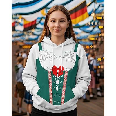 Oktoberfestbier Kapuzensweatshirt Druck Fronttasche Grafik Für Damen Erwachsene Karneval Oktoberfestbier 3D-Druck Urlaub Party Image