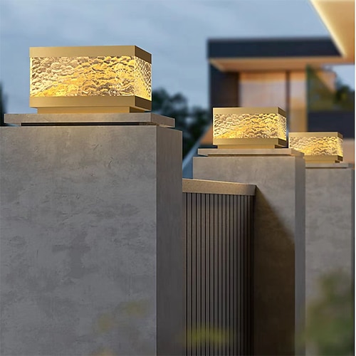 Moderne Außenpfostenleuchten für das Haus, Außenzaunsäulenleuchte mit Acrylschirm in Schwarz, wasserdichte quadratische Säulenleuchten im Außenbereich (IP65) für Veranda, Türrahmen, Vorgarten Image