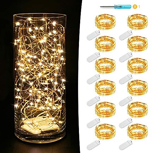 12 Stück 2m-20 Lichterketten LED Sternenlichterketten Valentinstag Hochzeit Antrag Party Restaurant Innenatmosphäre Dekoration Lichterkette Weihnachten Halloween Festival Dekoration Image