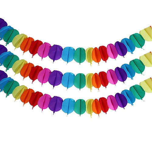 Pride Regenbogen Papiergirlande 9m/3Stk, Festival Party Wimpelbanner, buntes Hängedekor für den Pride Month, LGBT Partyzubehör, Love is Love Feier Dekoration Image
