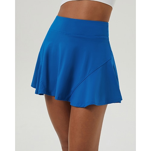 Damen Einfarbig Lässiger Rock Tennisröcke mit Shorts Gerafft Tasche Atmungsaktiv Tennis Golfspiel Pickleball Schwarz Elfenbein Rosa Tennisbekleidung Image