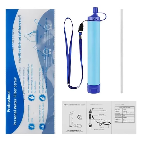 Outdoor-Wasserfilter, persönliche Wasserfilterung, Strohhalm, Notfall-Überlebensausrüstung, Wasserreiniger für Camping, Wandern, Klettern, Rucksackreisen Image