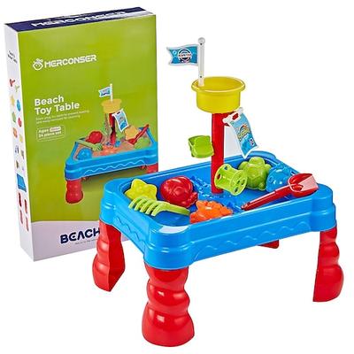 Wassertisch für Kleinkinder von 3–5 bis 1–3 Jahren – Wassertisch für Kinder im Freien – Sand-Sensoriktisch, Strand-/Sommerspielzeug, Sandkasten-Aktivitätstisch, Wasserspielzeug für draußen, Image