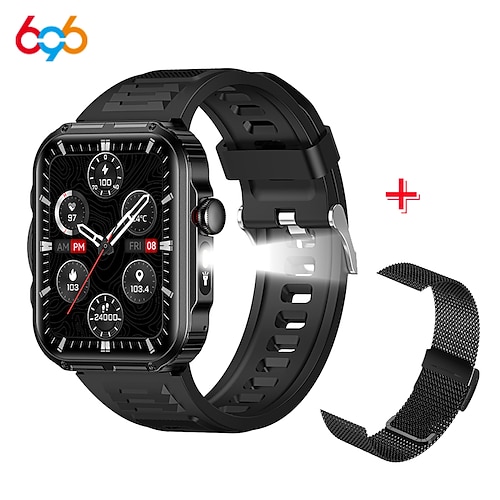 hdt11ultra Smartwatch 2,02-Zoll-Voll-Touchscreen, Bluetooth-Anruf-Sport-Smartwatch mit Taschenlampe, Schrittzähler, Multisport-Modi, Nachrichten-Push, kompatibel mit Android iOS Image