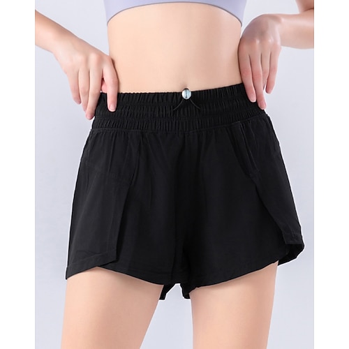 Damen Einfarbig Lässiger Rock Tennishose Kordelzug Tasche Schnelltrocknend Tennis Golfspiel Pickleball Marineblau Schwarz Weiß Tennisbekleidung Image