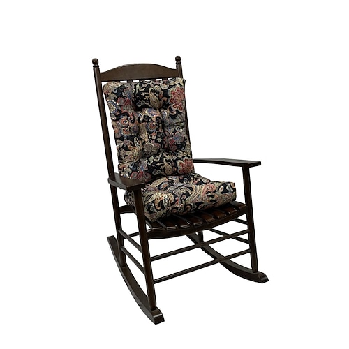 Schaukelstuhlkissen-Set für drinnen und draußen, getuftetes, wasserabweisendes Stuhlkissen, Schaukelstuhlpolster inklusive Sitzpolster Rückenkissen mit Bändern, Stuhlkissen mit hoher Rückenlehne für Image