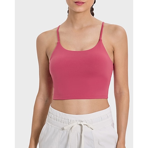 Damen Einfarbig Tennis-BH Ärmellos Stoßfest Atmungsaktiv Tennis Golfspiel Pickleball Träger Weiß Orange Braun Tennisbekleidung Image