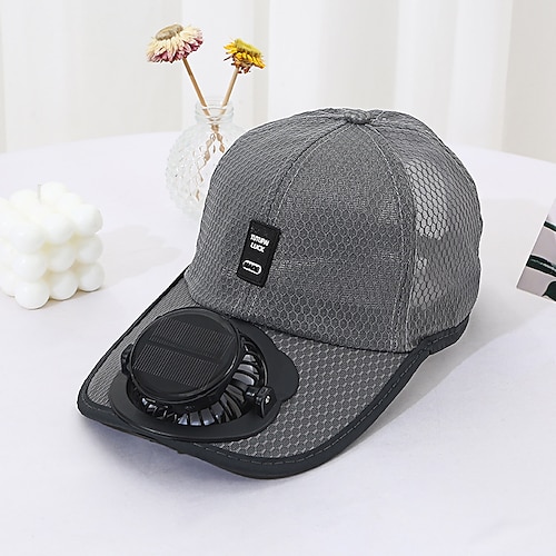 Solarventilator-Mütze, Baseballkappe mit Solarventilator, Golfmütze, USB-Ladeventilator, atmungsaktive Netzmütze mit Ventilator, Unisex, für Sommerreisen Image