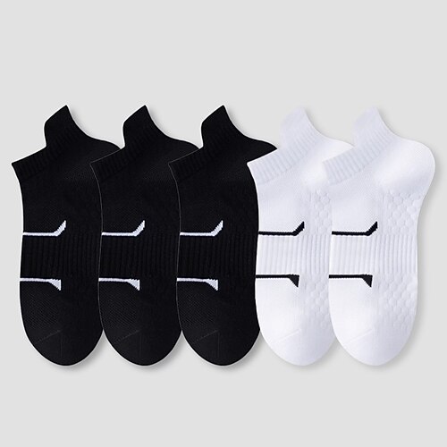 Herren 5 Paare Mehrfachpackungen Socken Laufsocken Freizeitsocken SchwarzWeißGrau Schwarz2Dunkelgrau2Dunkelblau1 Farbe Einfach Urlaub Sport Outdoor Täglich Basic Mittel Frühling Herbst Mode Image