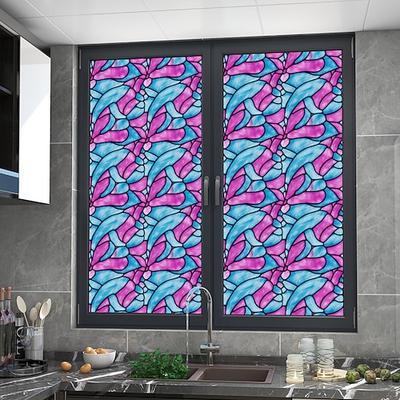 Retro-Fensteraufkleber mit Blumen und Vögeln, elektrostatischer PVC-Glasaufkleber, nicht klebend, entfernbar, zufälliges Farbmuster Image
