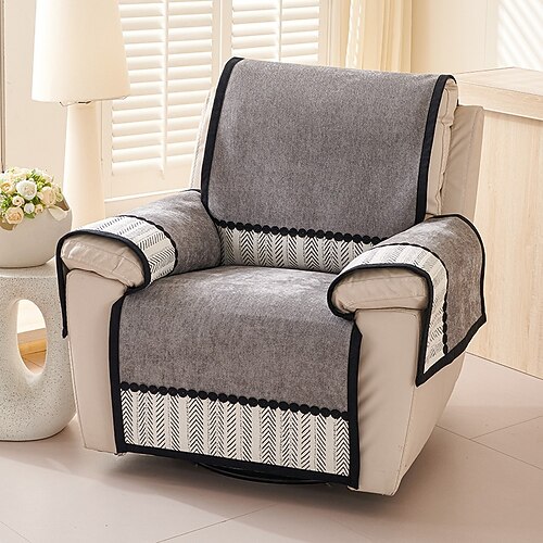 1 Satz/4 Stück Liegestuhlbezug, einfarbig, geometrischer Jacquard, Jacquard-Polarfleece-Schonbezüge Image