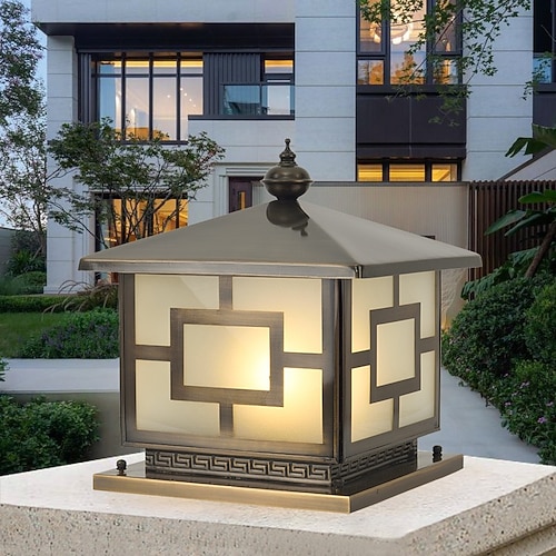 Moderne Außenpfostenleuchten für das Haus, Außenzaunsäulenleuchte mit Acrylschirm in Schwarz, wasserdichte quadratische Säulenleuchten im Außenbereich (IP65) für Veranda, Türrahmen, Vorgarten Image