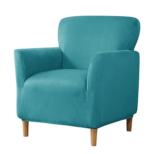 Traditioneller Sofabezug für Einzelbett aus Silberfuchs-Samt – vollflächiger Stretch-Schonbezug für kleine Sessel und Sofastühle im Internetcafé Image