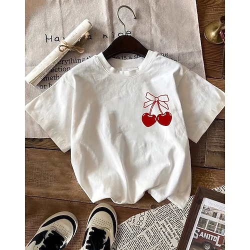 Mädchen 3D Herz T-Shirt Kurzarm Sommer Frühling Mode Basic Kinder 4-12 Jahre Rundhalsausschnitt Outdoor Lässig Täglich Normale Passform Image