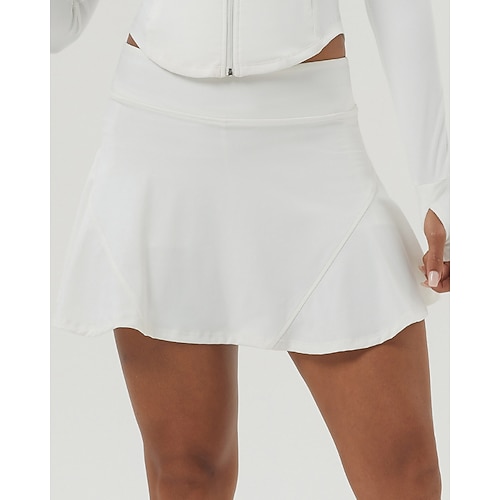 Damen Einfarbig Lässiger Rock Tennisröcke mit Shorts Gerafft Tasche Atmungsaktiv Tennis Golfspiel Pickleball Schwarz Elfenbein Rosa Tennisbekleidung Image