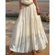 Per donna Taglia standard asiatici Svasato Gonne di lino Casual Estate Midi Vita Alta Gonne Tinta unita Arricciato Pieghettato Tasca Elasticizzato Vacanza Quotidiano Vinaccia Anguria Rossa Verde