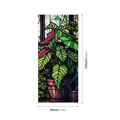 Retro-Fensteraufkleber mit Blumen und Vögeln, elektrostatischer PVC-Glasaufkleber, nicht klebend, entfernbar, zufälliges Farbmuster Image