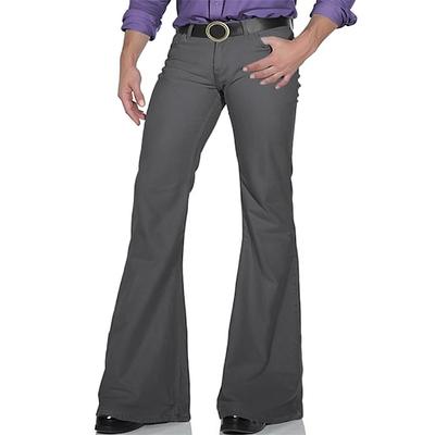Retro Vintage 1970er Groovy Schlaghosen Hippie Disco Mittlere Hüfthöhe Einfarbig Herren Halloween Karneval Musikfestival Retro-Mottoparty Erwachsene Hose Image