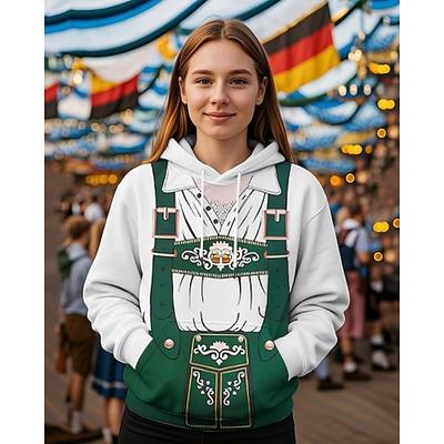 Oktoberfestbier Kapuzensweatshirt Druck Fronttasche Grafik Für Damen Erwachsene Karneval Oktoberfestbier 3D-Druck Urlaub Party Image