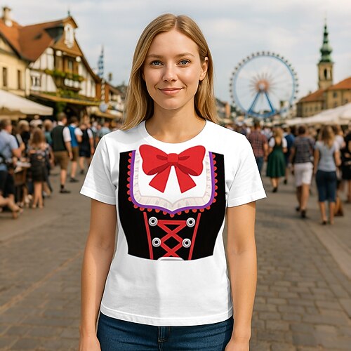 T-Shirt Bayerisch München Deutsch Bayerisch Streetstyle T-Shirt Ärmel Grafik für Damen Erwachsene 3D-Druck für Oktoberfestbier Alltagstauglich Image