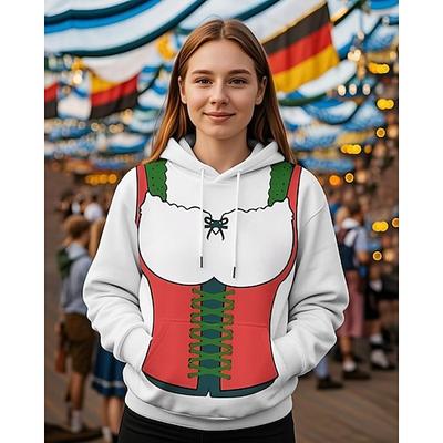 Oktoberfestbier Kapuzensweatshirt Druck Fronttasche Grafik Für Damen Erwachsene Karneval Oktoberfestbier 3D-Druck Urlaub Party Image
