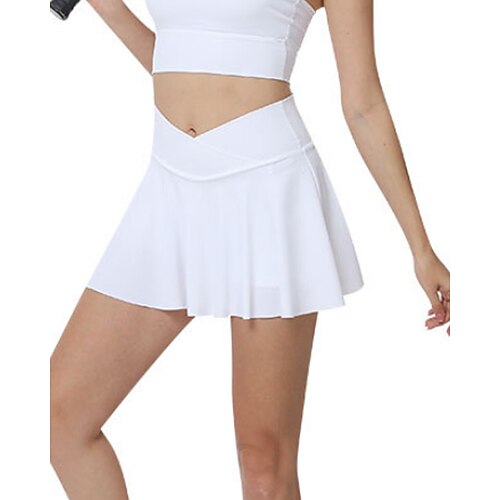 Damen Einfarbig Lässiger Rock Tennisröcke mit Shorts Gerafft Feuchtigkeitsableitend Atmungsaktiv Tennis Golfspiel Pickleball Schwarz Weiß Rosa Tennisbekleidung Image