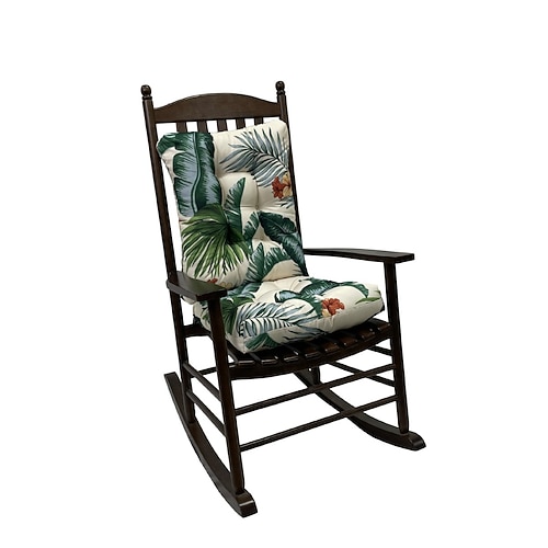 Schaukelstuhlkissen-Set für drinnen und draußen, getuftetes, wasserabweisendes Stuhlkissen, Schaukelstuhlpolster inklusive Sitzpolster Rückenkissen mit Bändern, Stuhlkissen mit hoher Rückenlehne für Image